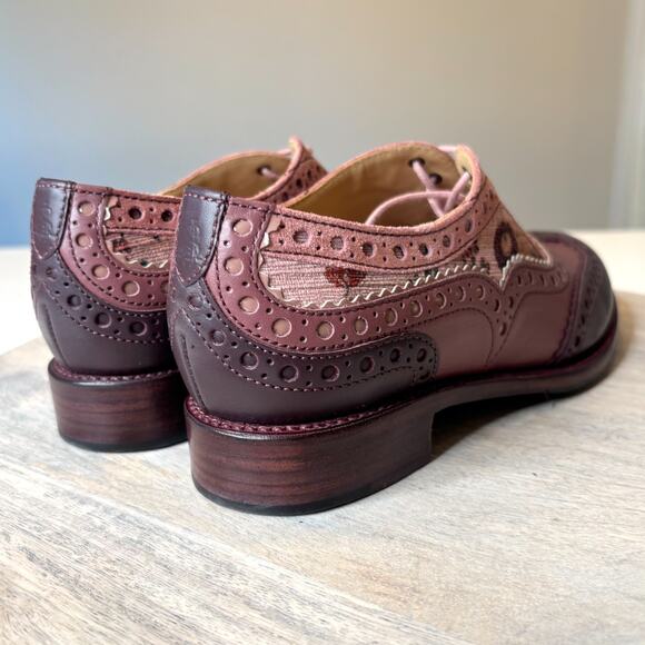 The Office of Angela Scott Mr. Doubt Floral Brogue Oxfords Pink Leather 38 US 8 - Picture 7 of 13